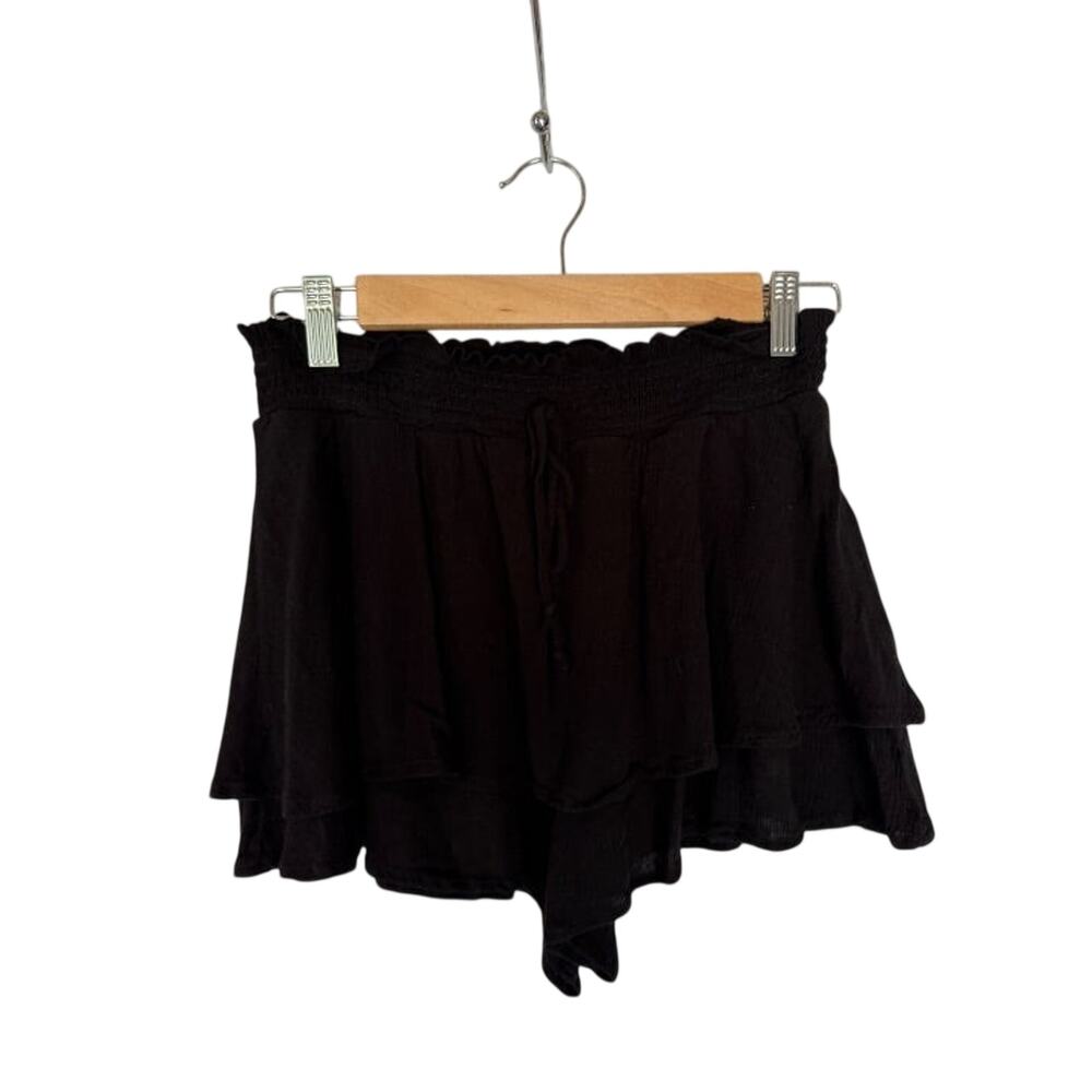 Kingston Grey Black Flowy Crepe Style Shorts Size Small Resort Swim Cover Up